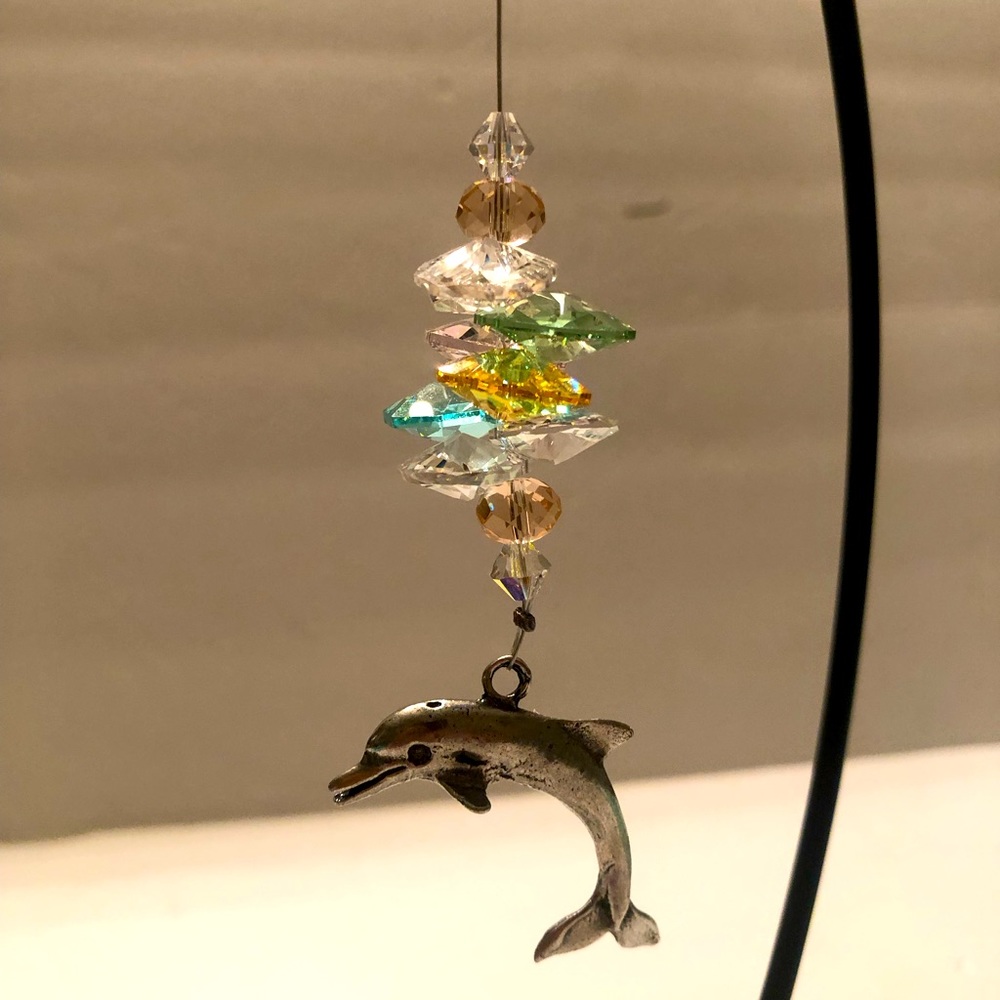 Playful Dolphin crystal bead sun catcher